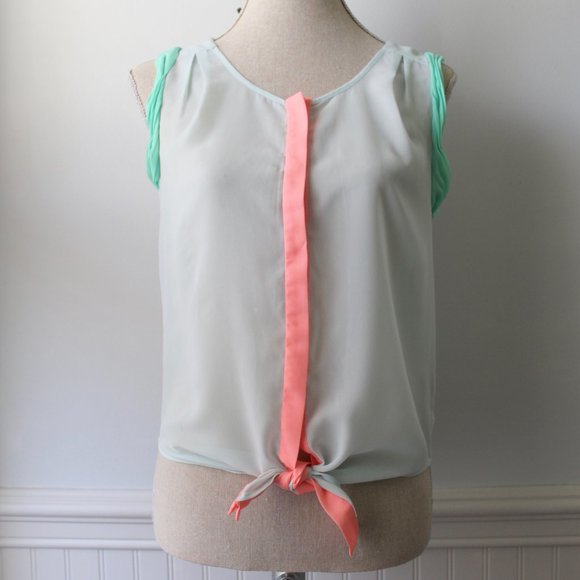 American Eagle Blue Sleeveless Tie Front Tank XS - Picture 1 of 9